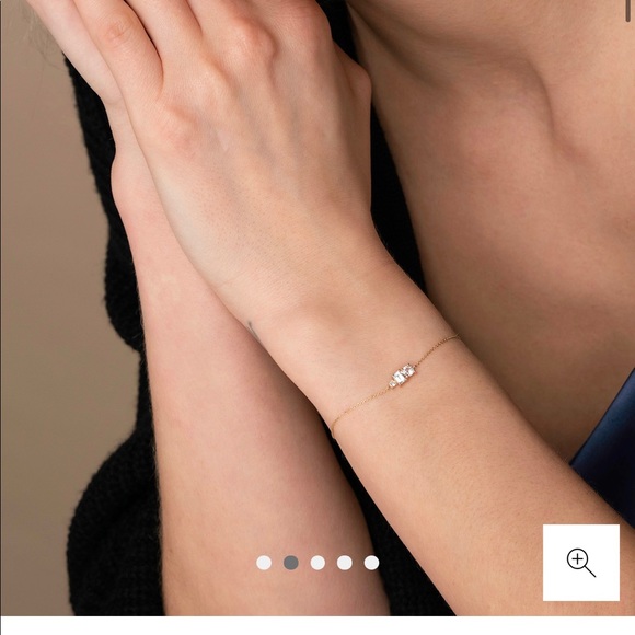 Mejuri NWT 14k Gold White Sapphire Bracelet - Picture 2 of 5